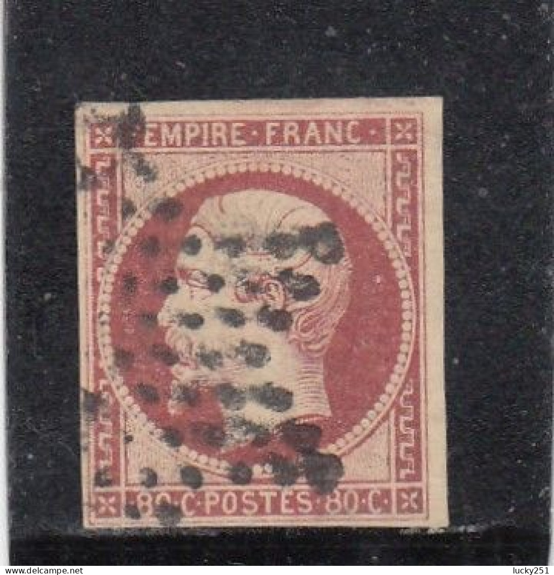 France - Année 1853-62 - N°YT N° 17A - 80c Carmin - Empire - Oblitération étoile - 1853-1860 Napoléon III.