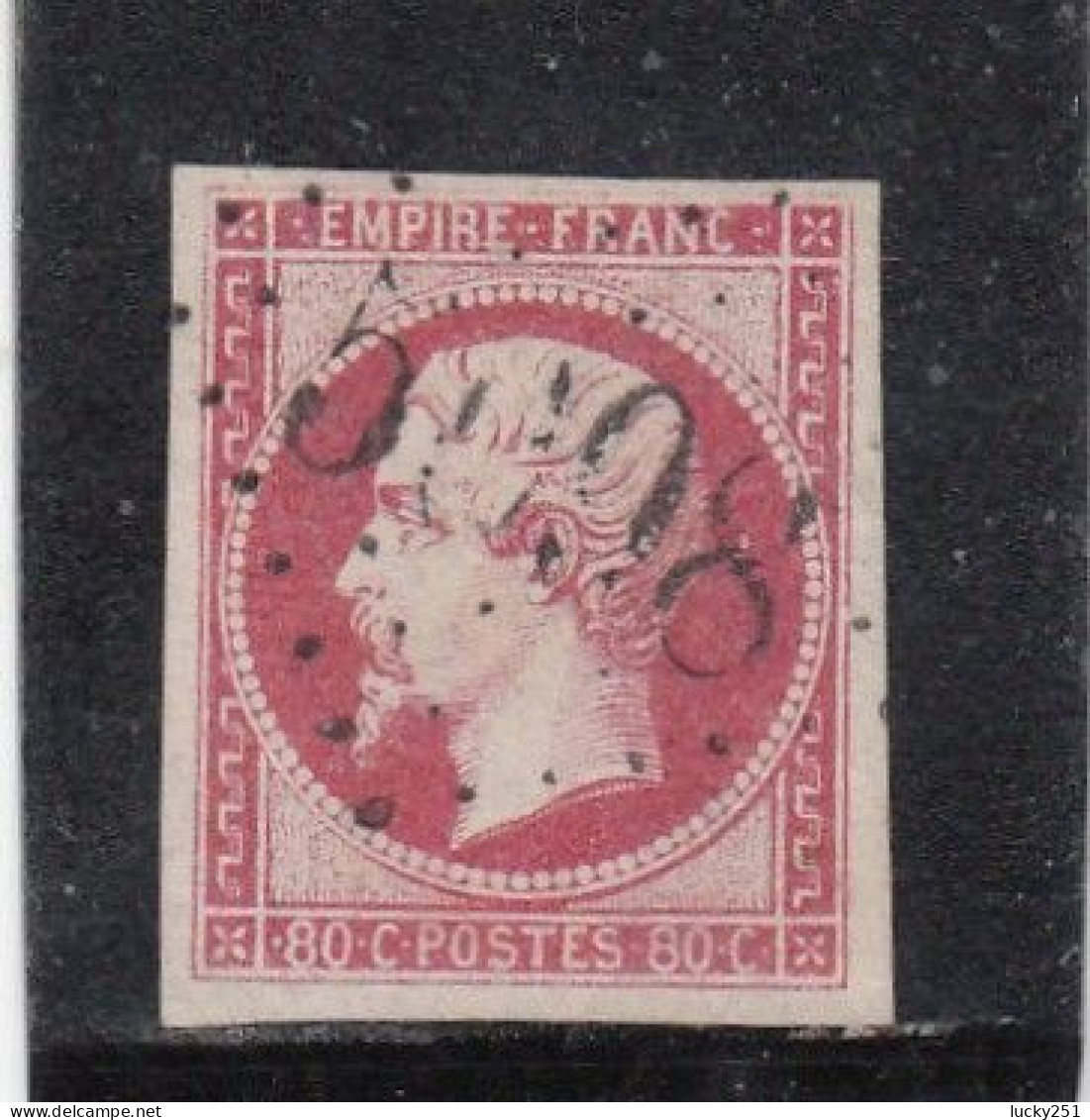 France - Année 1853-62 - N°YT N° 17B - 80c Rose - Empire - Oblitération GC 5098 - 1853-1860 Napoleon III