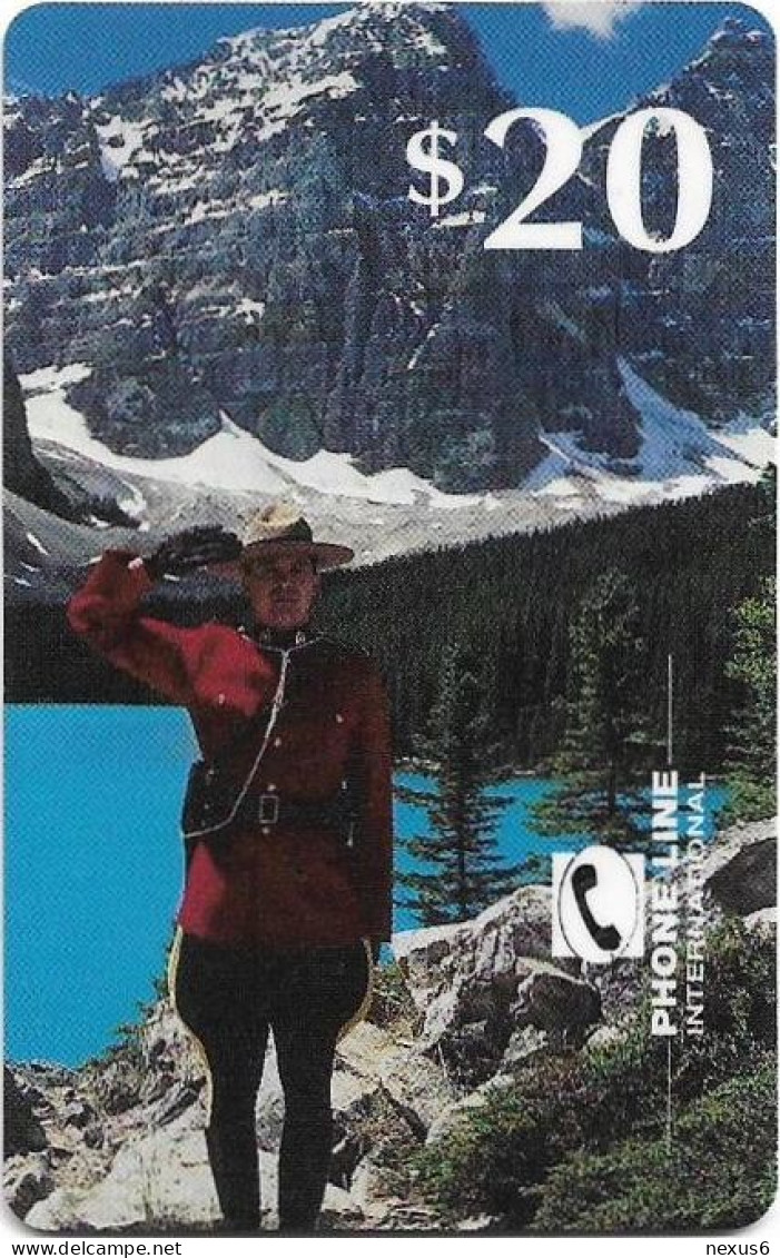 Canada - Phone Line Intl. - Mountie, Portrait (Reverse 1), Remote Mem. 20$, Used - Canada