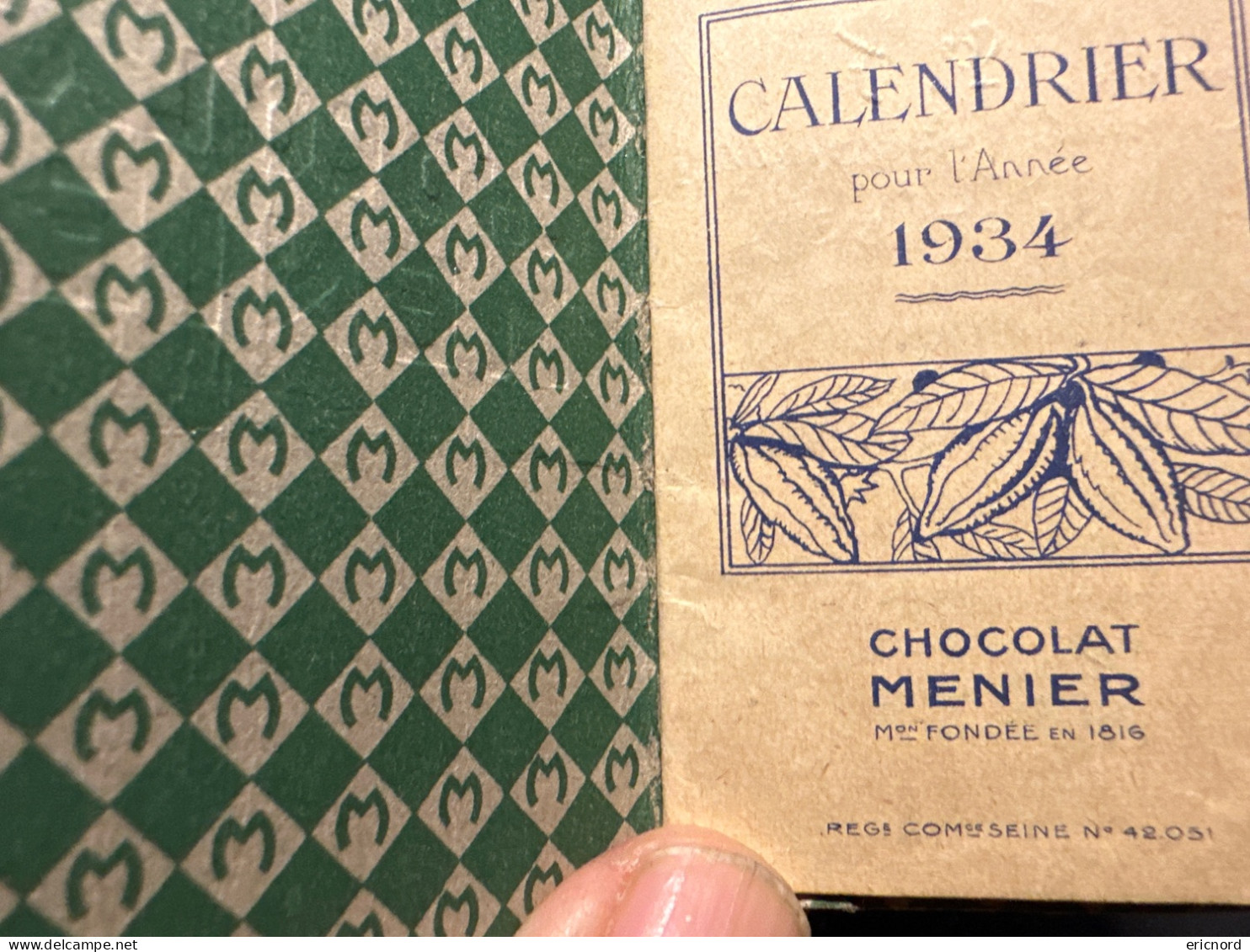 Carnet Publicitaire Chocolat Menier 1934 - Schokolade