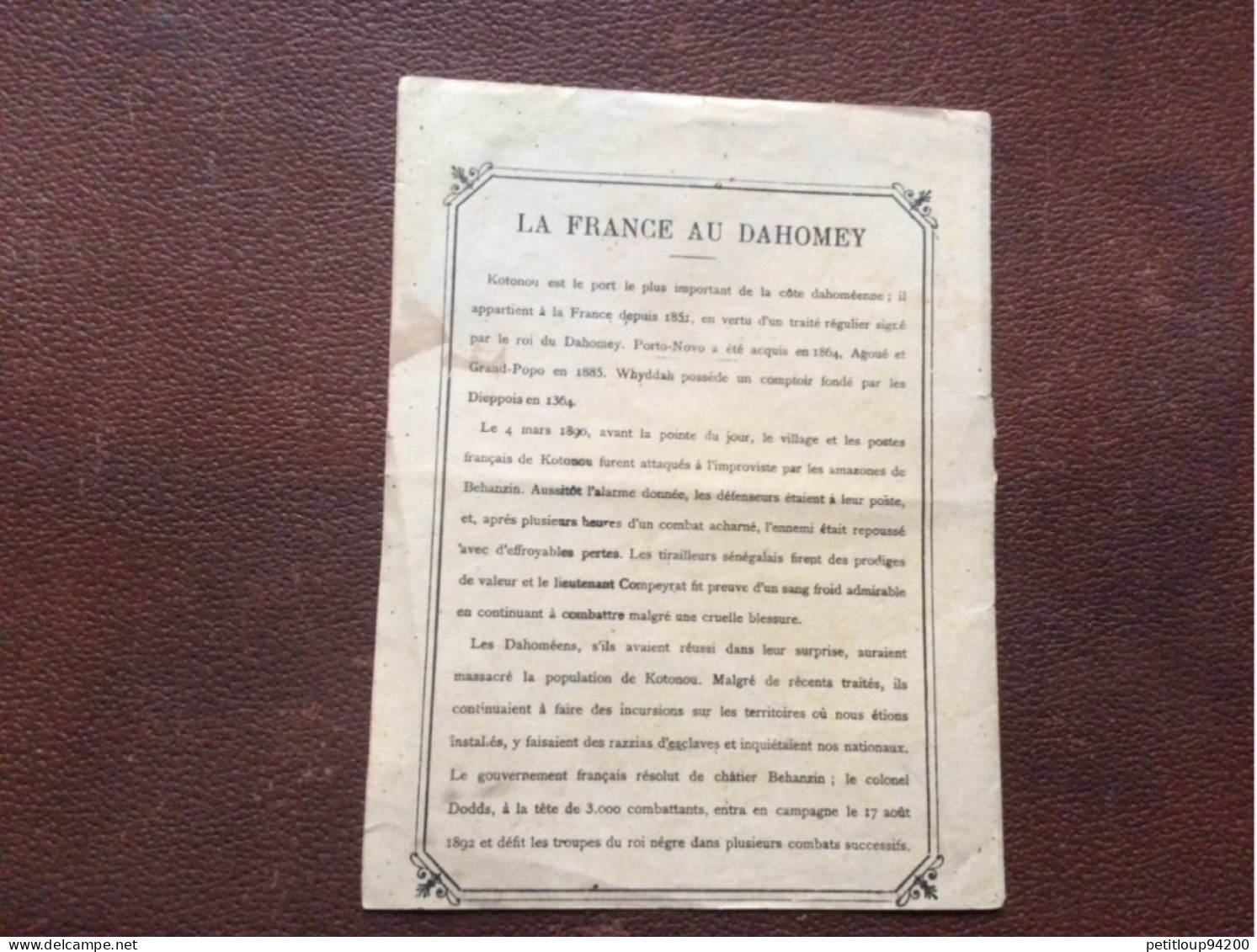 COUVERTURE DE CAHIER  La France Au Dahomey  ATTAQUE DE KOTONOU - Protège-cahiers