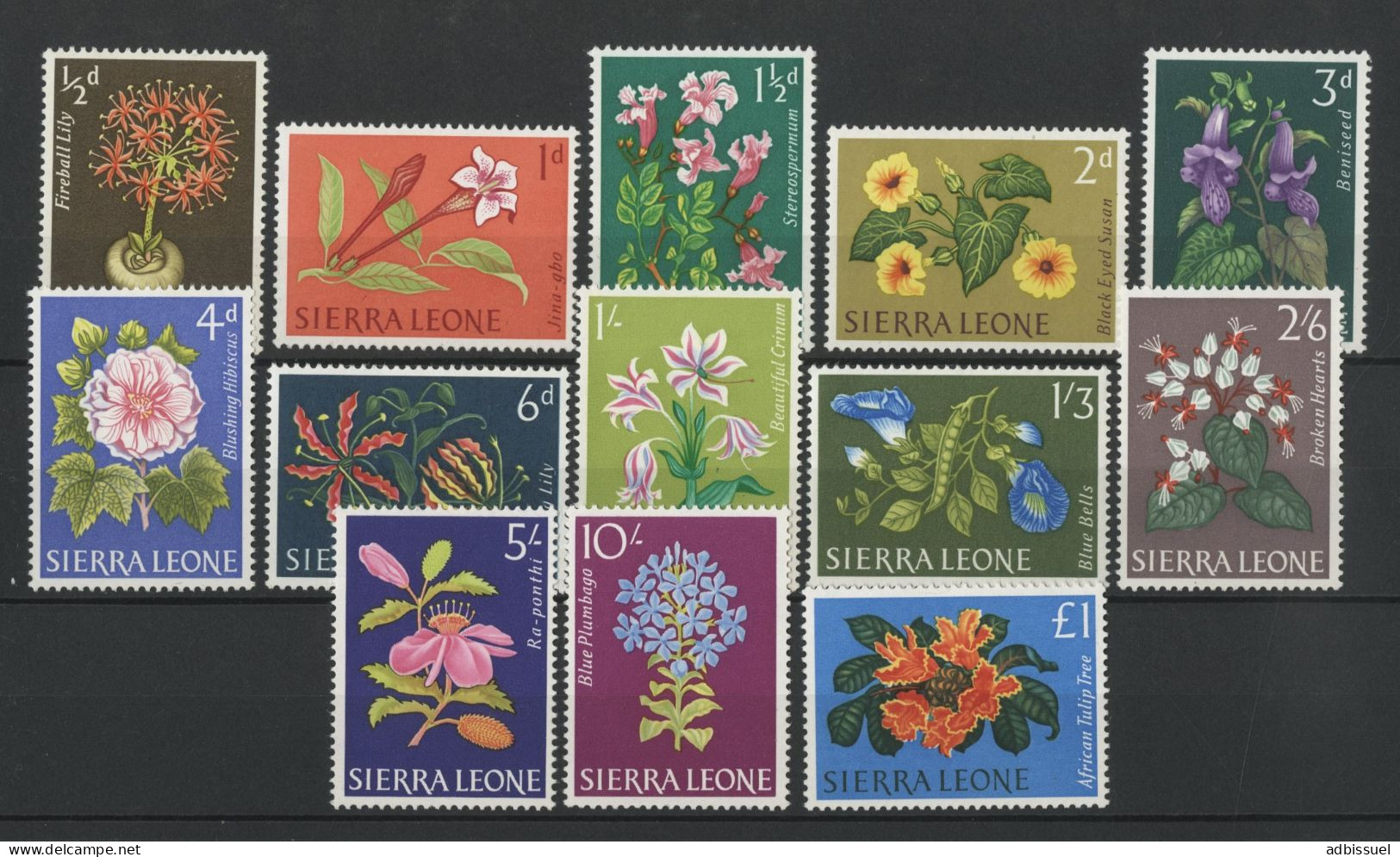 SIERRA LEONE N° 213 à 225 (SG 242 à 254) Neufs Sans Charnière ** (MNH) FLEURS FLOWERS Voir Description - Sierra Leone (1961-...)