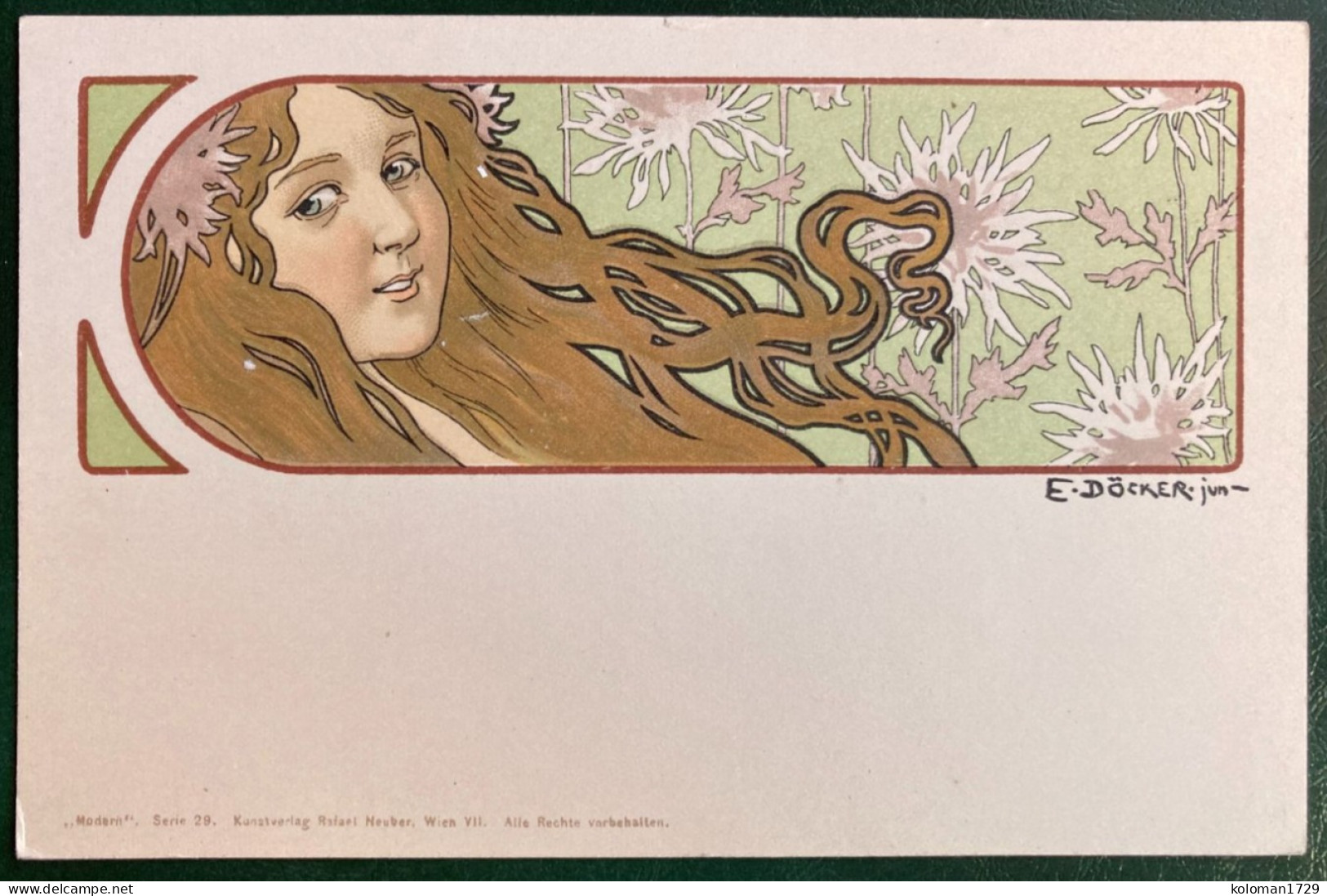 Art Nouveau - E. Docker J - Lady And Flowers - Modern Serie 29 - Rafael Neuber - Döcker, E.