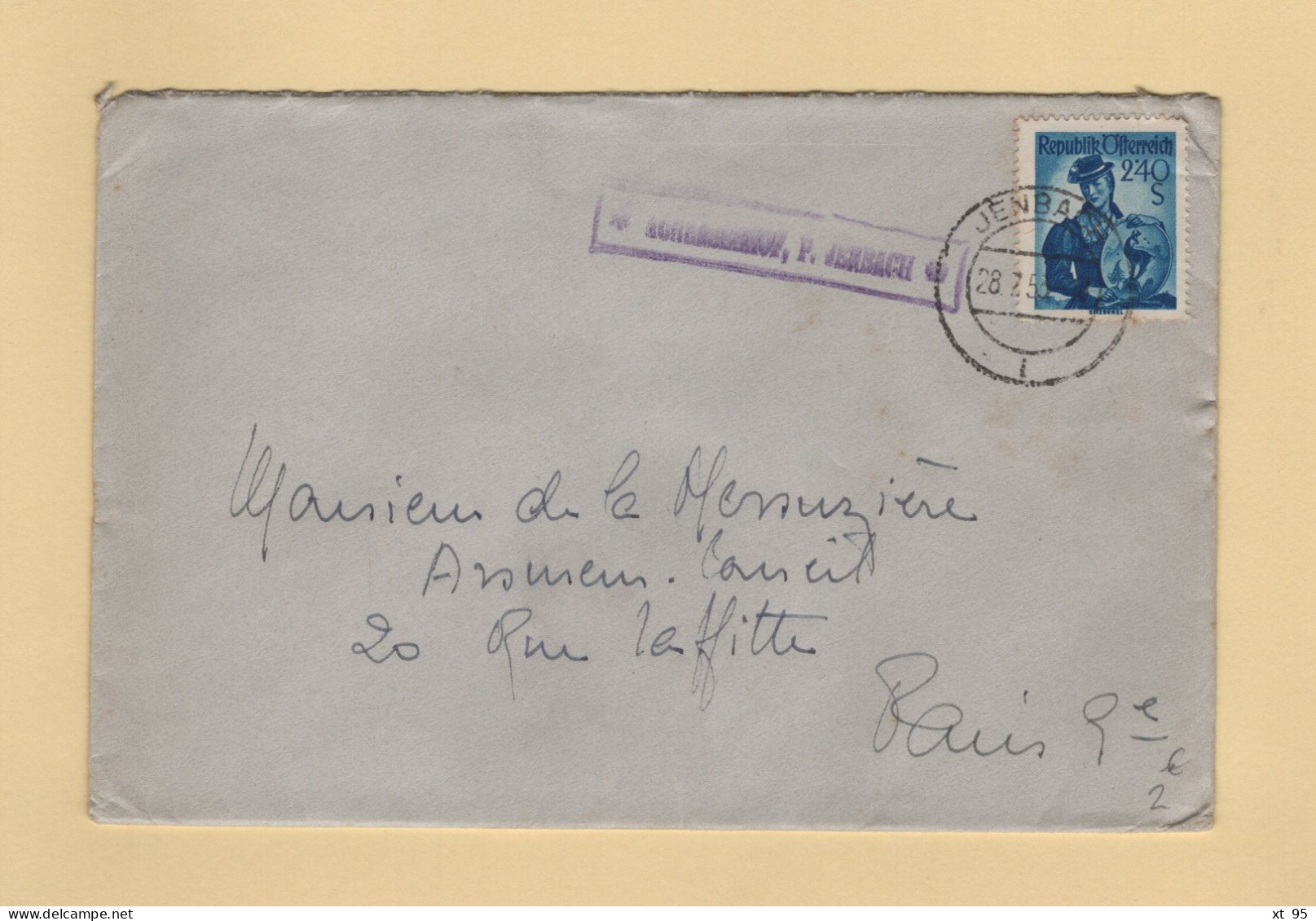 Autriche - Jenbach - 1953 - Destination France - Briefe U. Dokumente