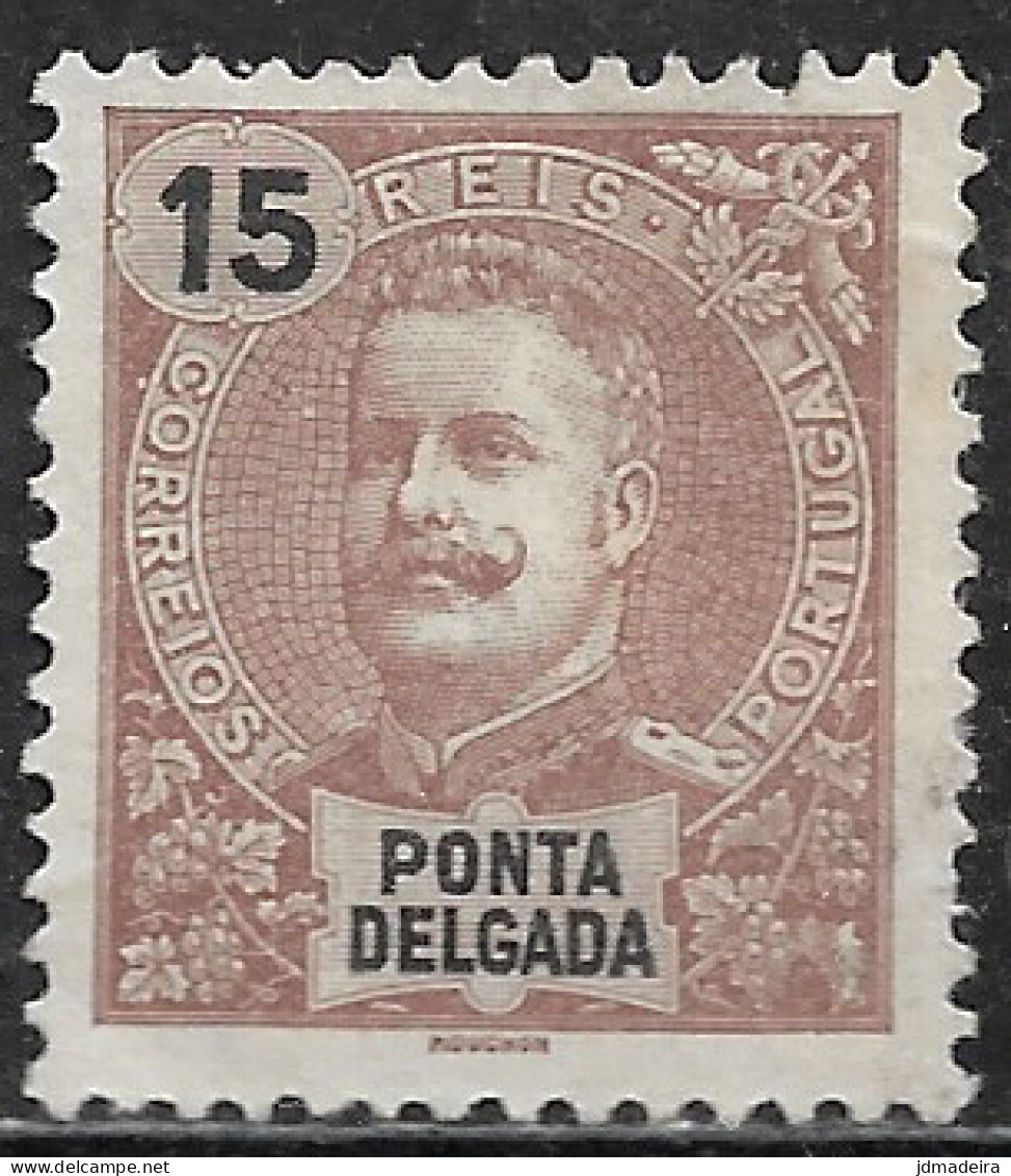 Ponta Delgada – 1897 King Carlos 15 Réis Mint Stamp - Ponta Delgada