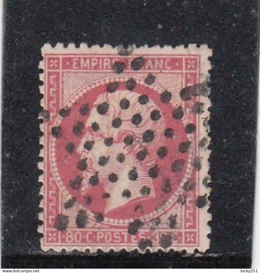 France - Année 1862 - N°YT 24 - 80c Rose - Empire Dentelé - Oblitération étoile - 1862 Napoleon III