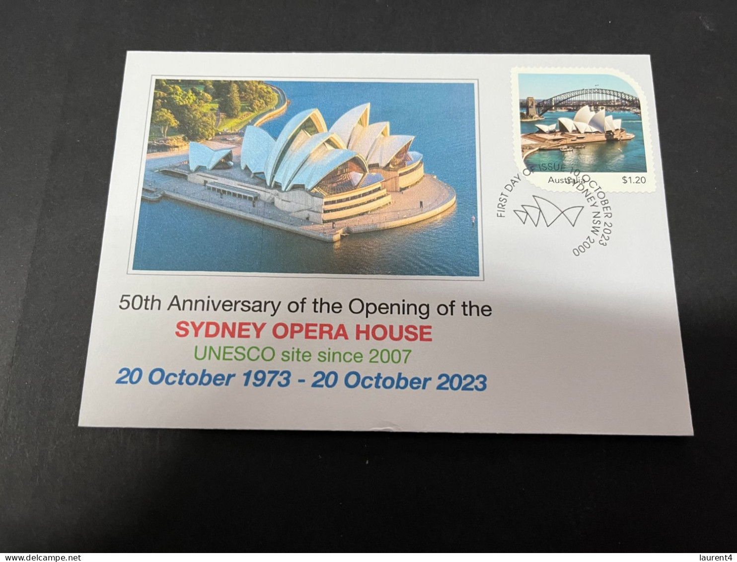 18-10-2023 (4 U 38) Sydney Opera House Celebrate 50th Anniversary (10-10-2023) FDI Cover (from The Air) - Covers & Documents