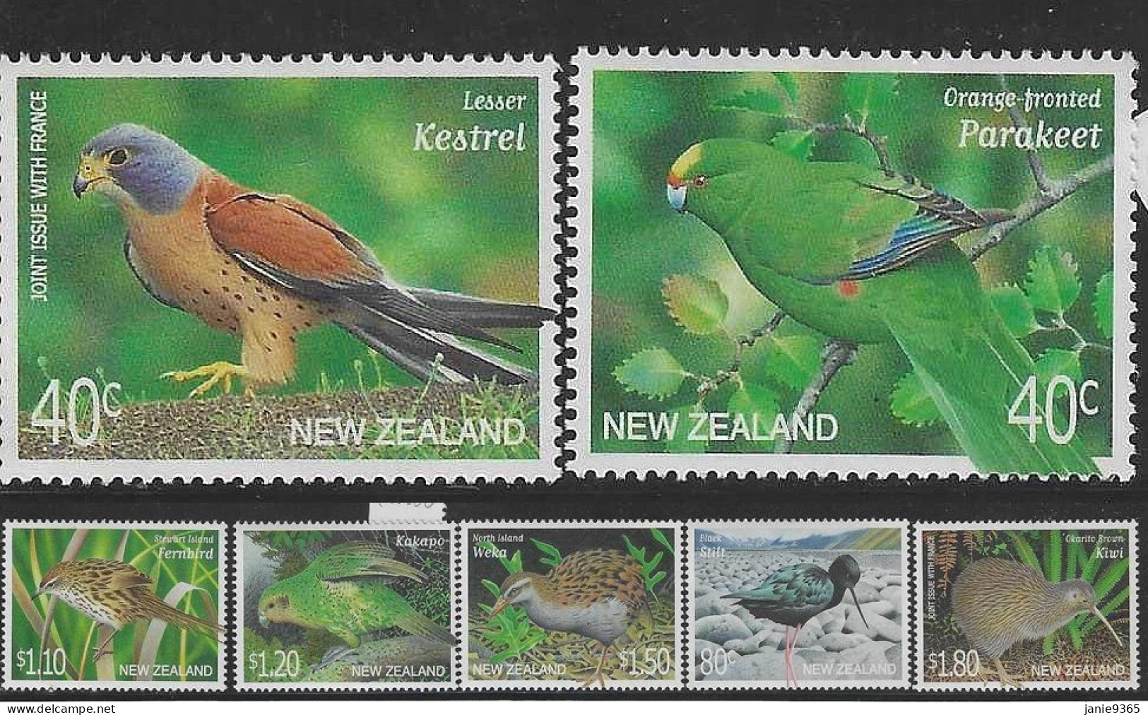 New Zealand 2000  Threatened Birds  Set 7 Mint - Used Stamps