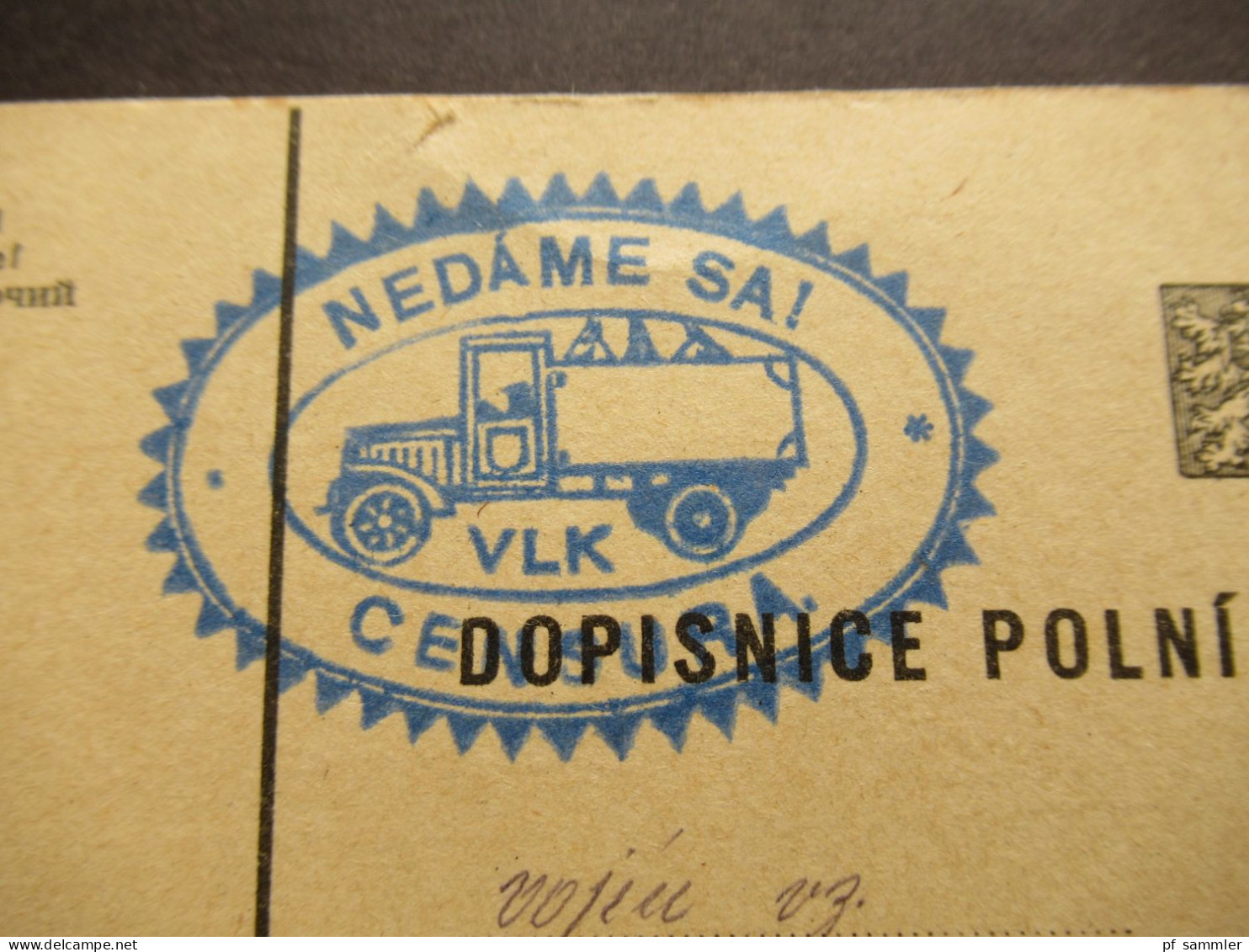 CSR Um 1938 Postkarte Blauer Stempel NEDAME SA! Censura / Zensurpost / Polni Posta - Briefe U. Dokumente