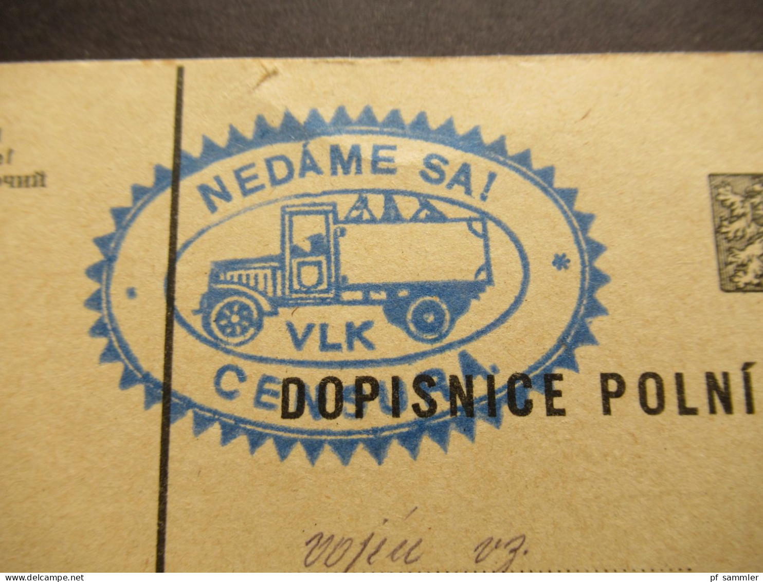 CSR Um 1938 Postkarte Blauer Stempel NEDAME SA! Censura / Zensurpost / Polni Posta - Lettres & Documents