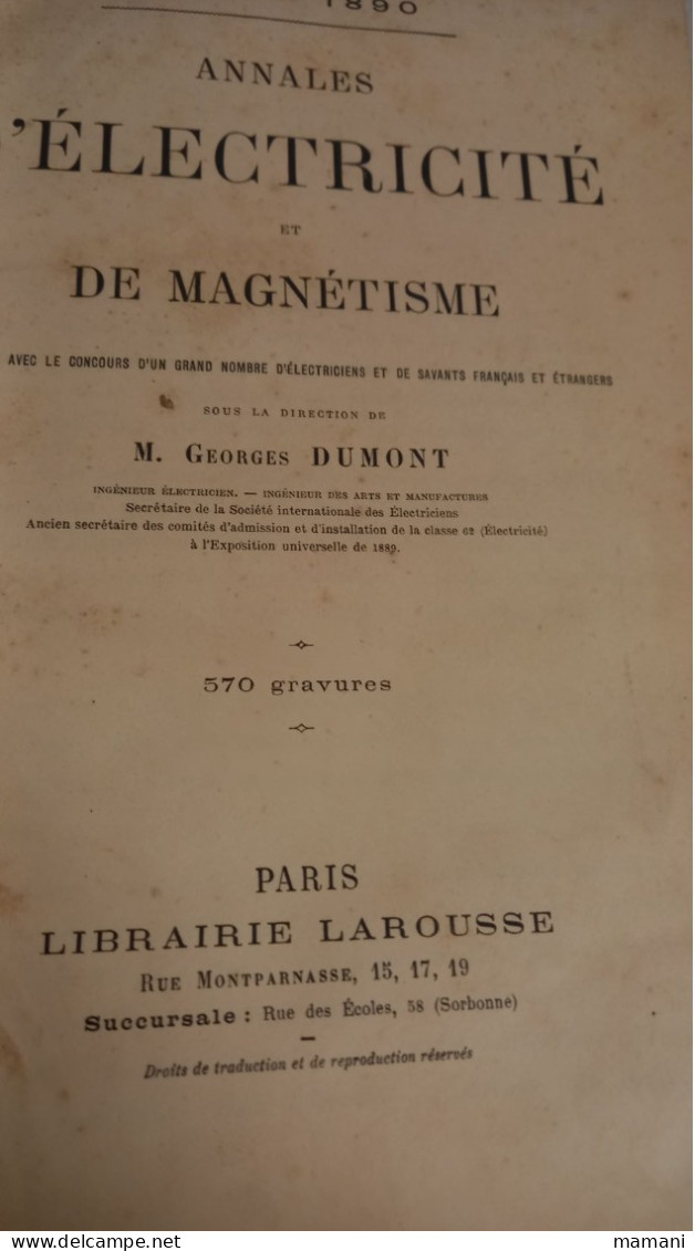 Annales D'électricité Et De Magnétisme 1889-1890    -570 Gravures - 1801-1900