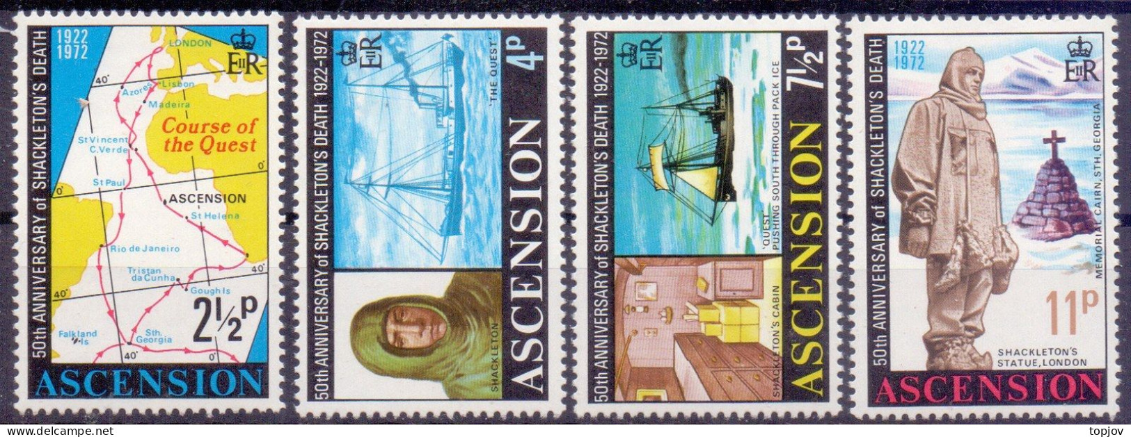 ASCENSION - SHACKLETON  EXPLORER - **MNH - 1972 - Polar Explorers & Famous People