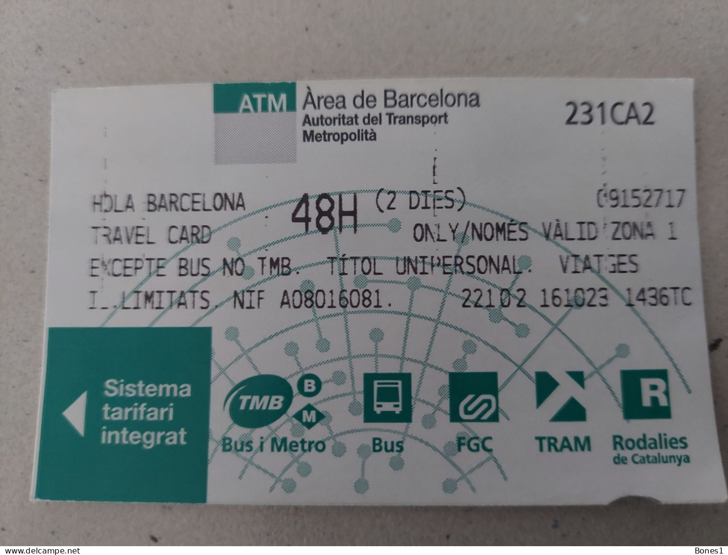 Spain Barcelona Metro  2023 Ticket For 48 Hours - Europa