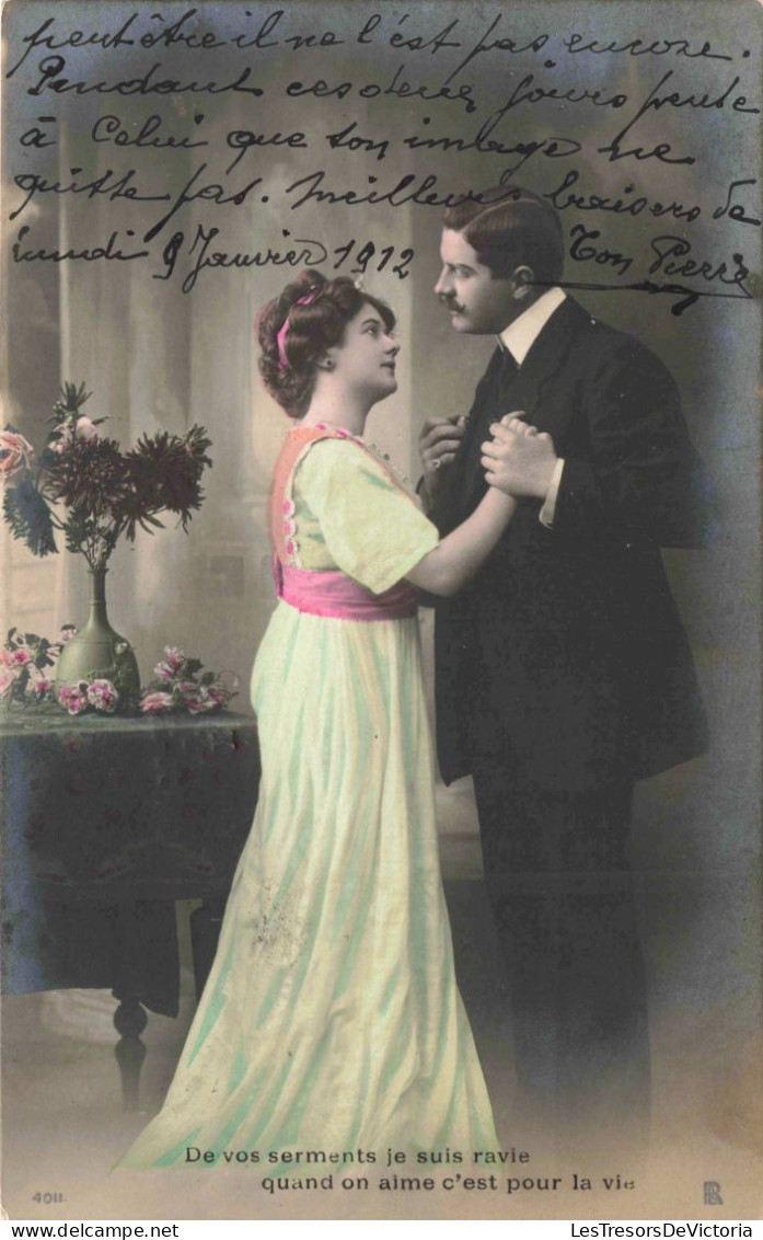 Couple - De Vos Serments Je Suis Ravie - Un Couple Dansant - Colorisé - Carte Postale Ancienne - Paare