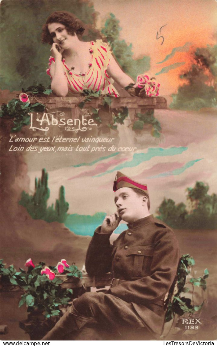 Couple - L'absente - L'amour Est L'éternel Vainceur - Colorisé - Carte Postale Ancienne - Paare