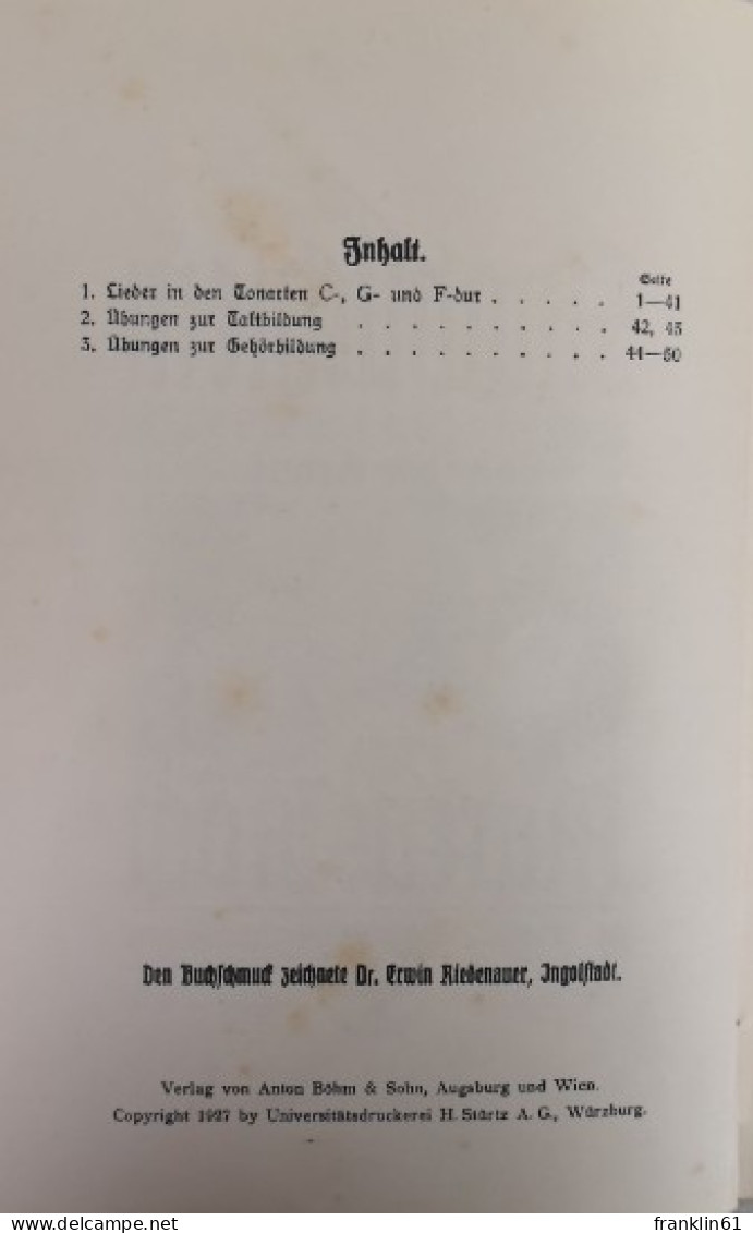 Singbüchlein Für Das 3. Und 4. Schuljahr Der Grundschule. - Livres Scolaires