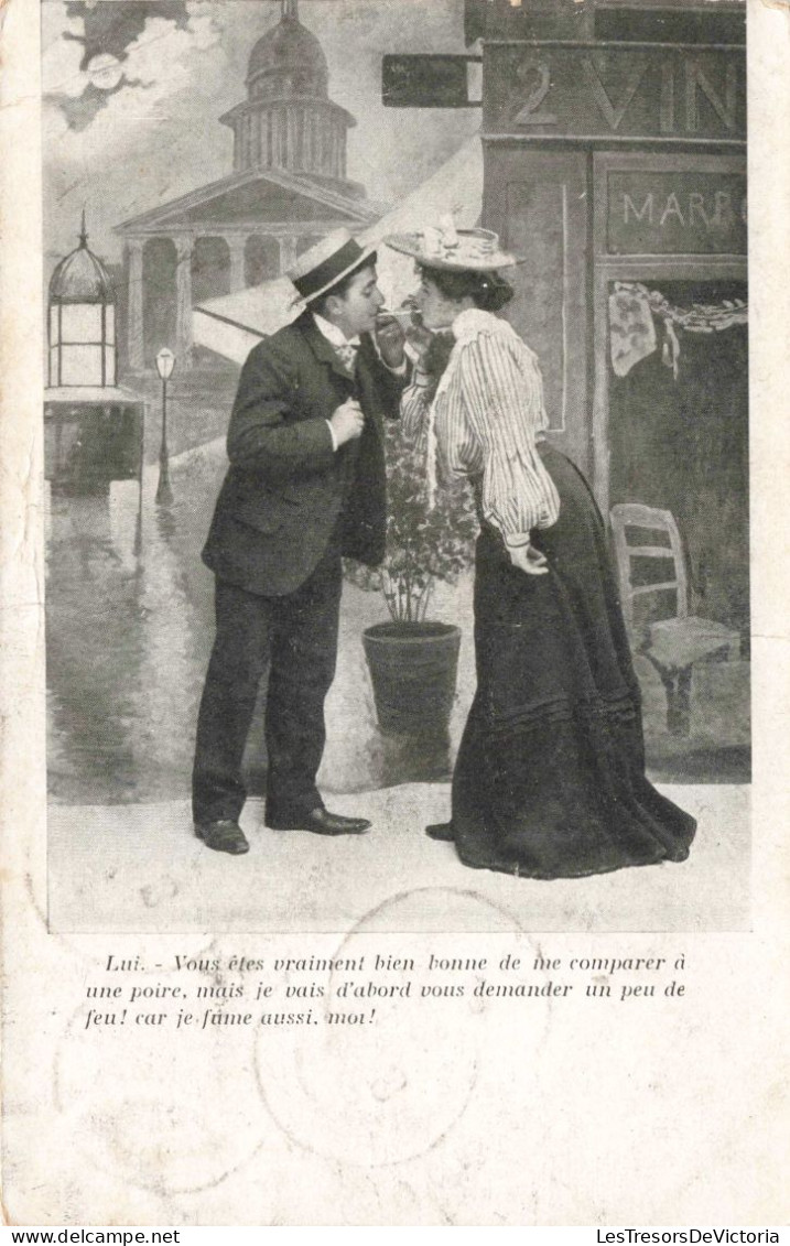 COUPLE - Un Couple Dans La Rue - L'agréable Rencontre - Carte Postale Ancienne - Couples