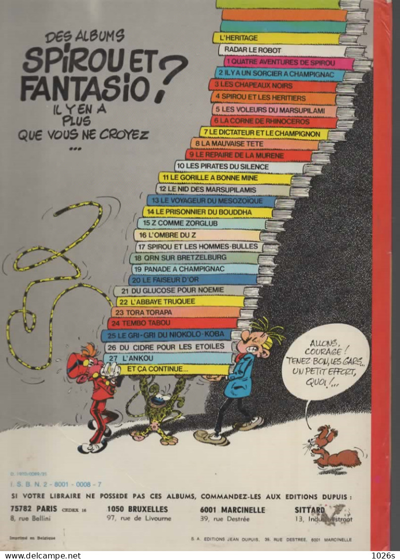 B.D.SPIROU ET FANTASIO - LA CORNE DE RHINOCEROS  -  1977 - Spirou Et Fantasio