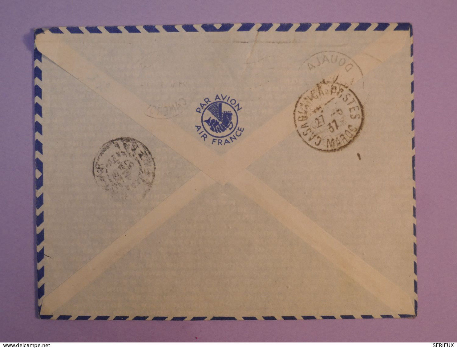 DD10 CAMEROUN   BELLE  LETTRE  RR 1937 PAR AVION 1ER VOL  SENEGAL MAROC  ++PAIRE DE TP SURCHARGES++ - Airmail