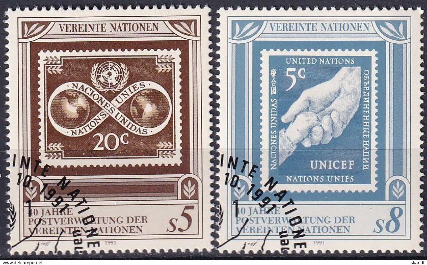 UNO WIEN 1991 Mi-Nr. 121/22 O Used - Aus Abo - Oblitérés