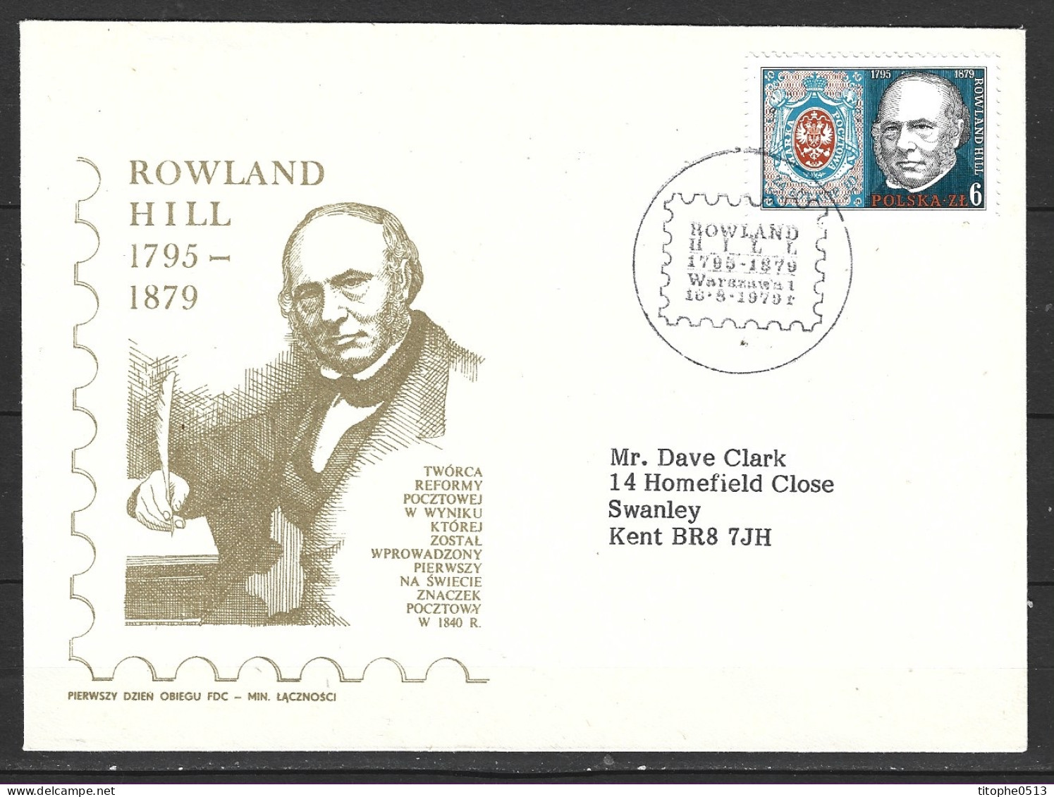 POLOGNE. N°2463 De 1979 Sur Enveloppe 1er Jour. Rowland Hill. - Rowland Hill