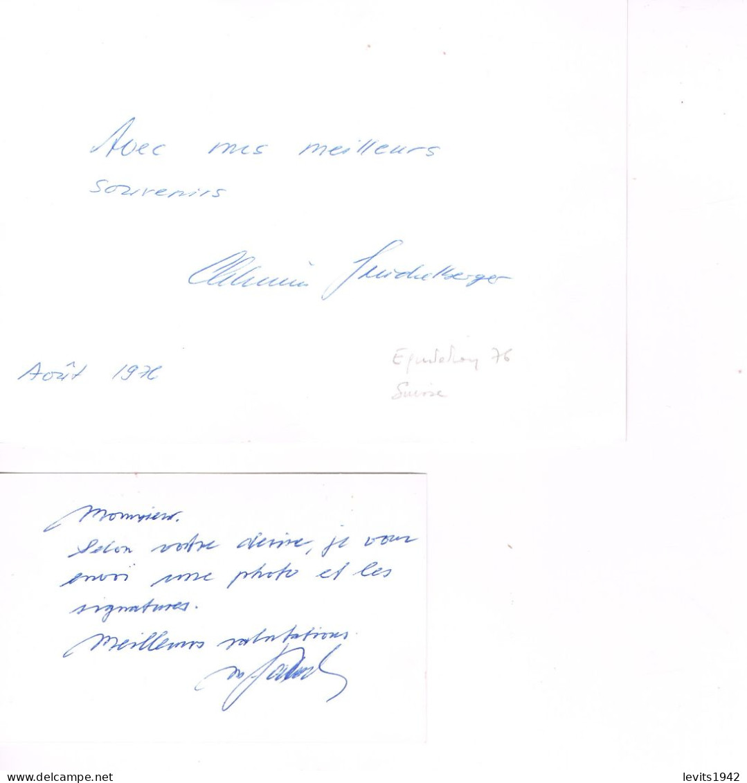 JEUX OLYMPIQUES - AUTOGRAPHES DE MEDAILLES OLYMPIQUES - CONCURRENTS DE SUISSE - - Autogramme