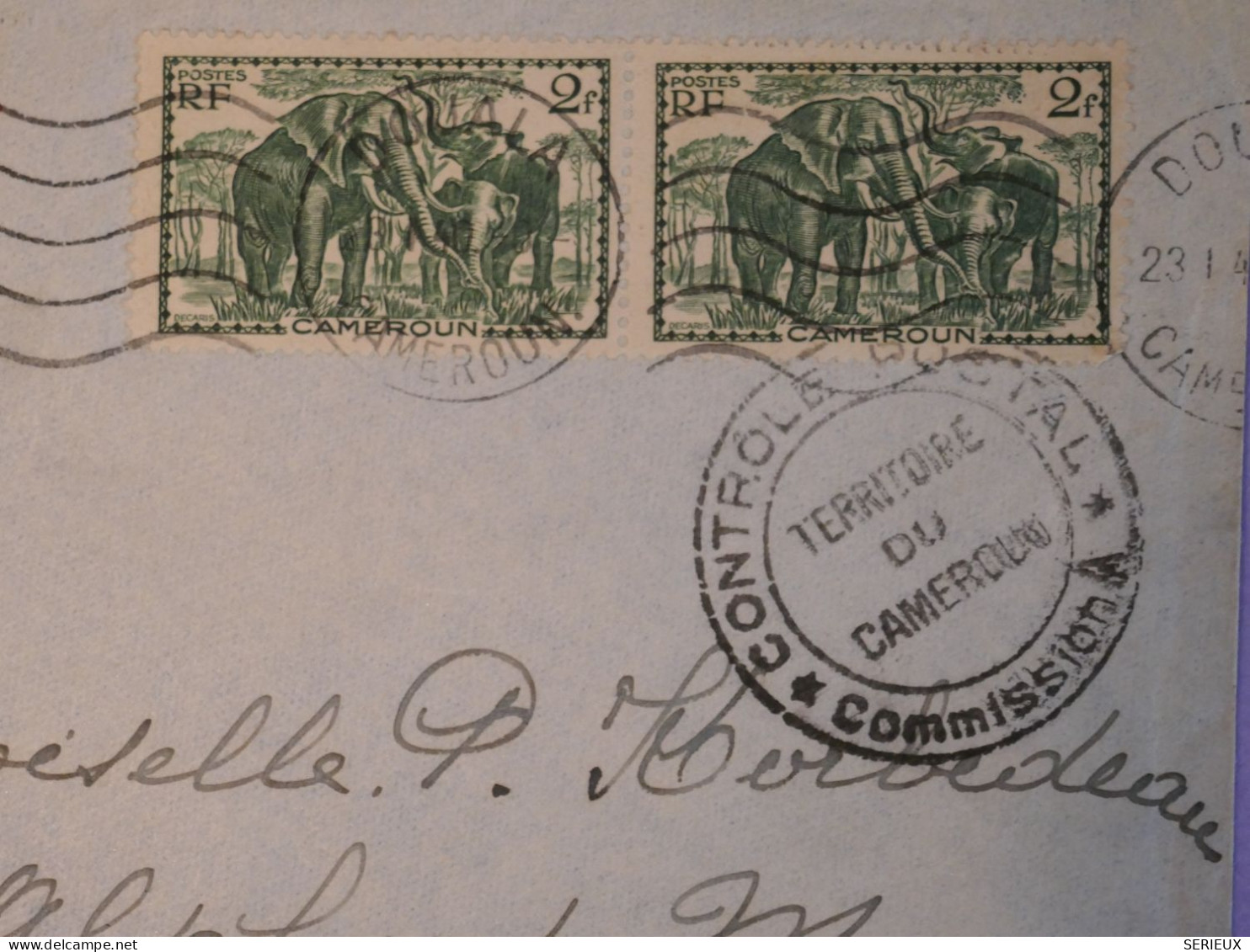 DD10 CAMEROUN   BELLE  LETTRE CENSUREE  1940   DOUALA A VAIRES S MARNE FRANCE+AFF. INTERESSANT+  + - Luftpost