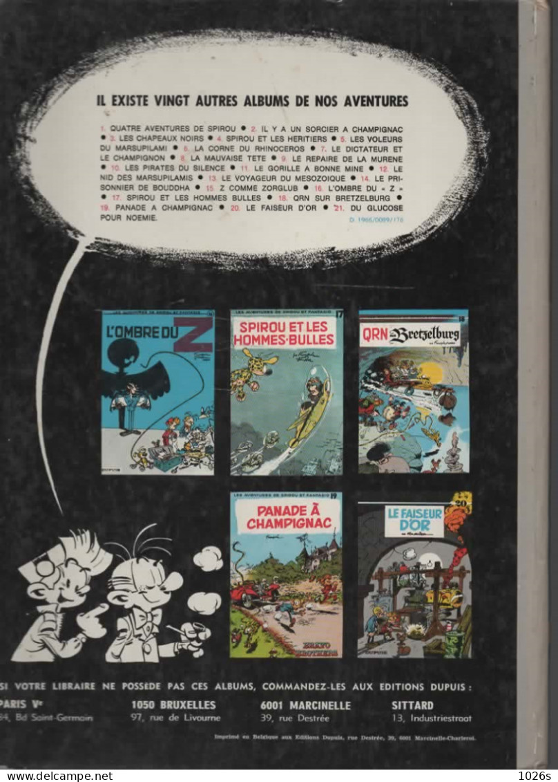 B.D.SPIROU ET FANTASIO - Z COMME ZORGLUB  -  E.O. 1972 - Spirou Et Fantasio