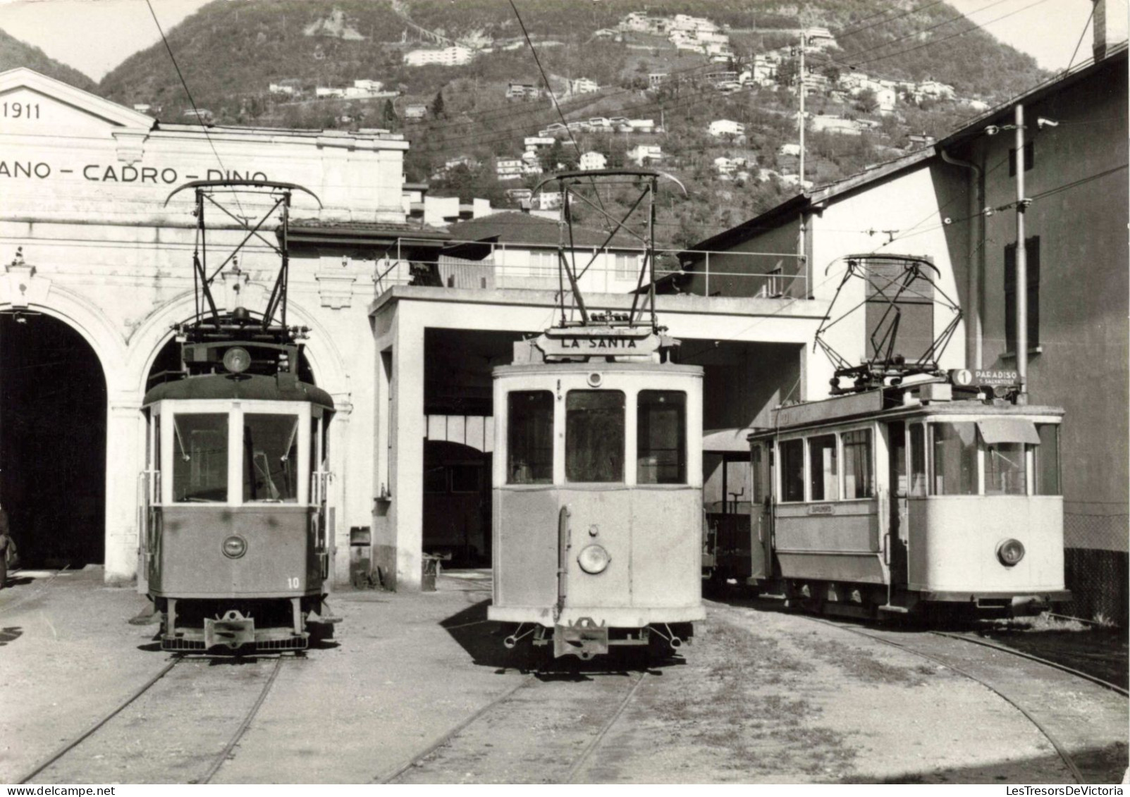 TRANSPORT - Die Drei Im Trambetrieb Lugano - La Santa Einge - Carte Postale Ancienne - Strassenbahnen