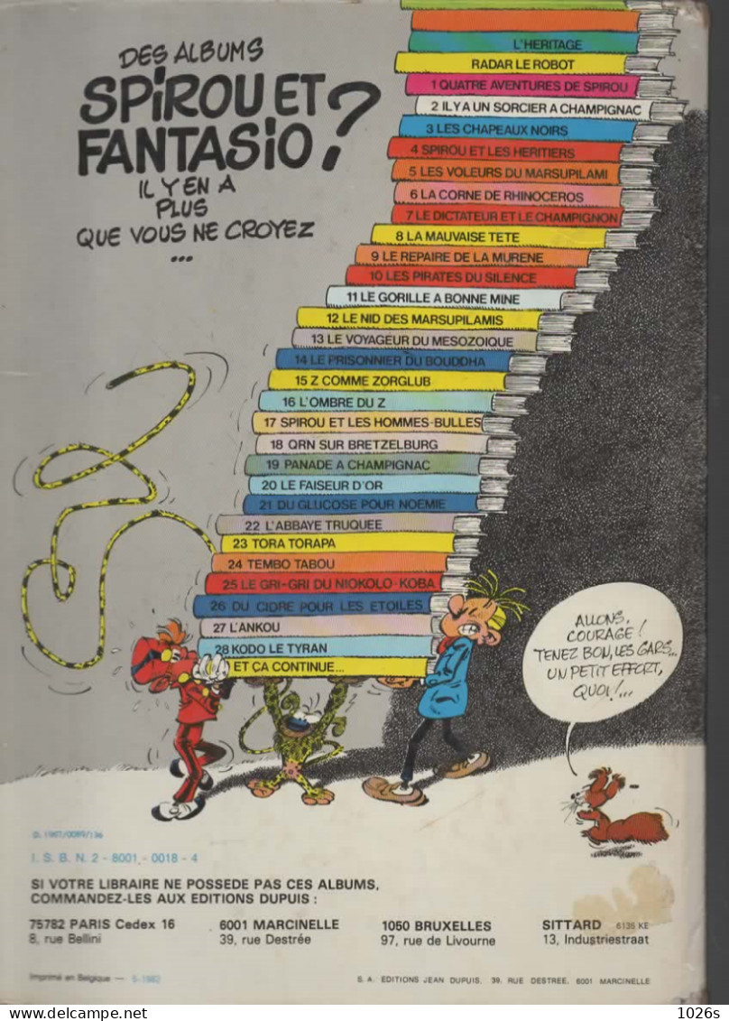 B.D.SPIROU ET FANTASIO - L'OMBRE DU Z  -   1976 - Spirou Et Fantasio