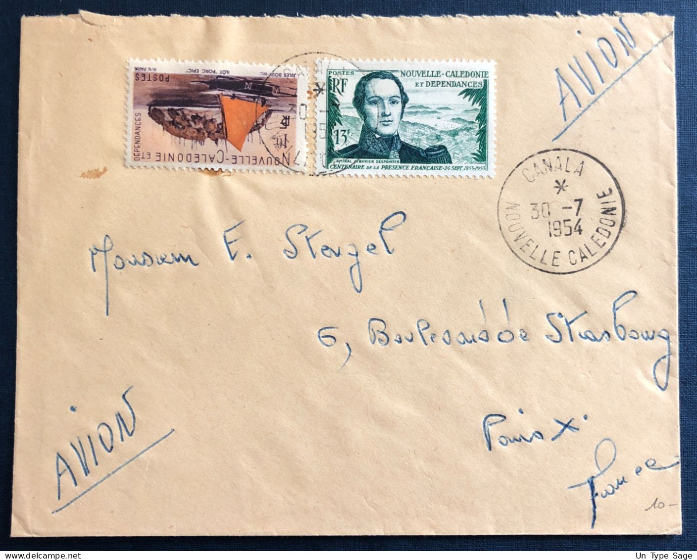 Nouvelle-Calédonie, Divers Sur Enveloppe TAD CANALA 30.7.1954 - (B3257) - Covers & Documents