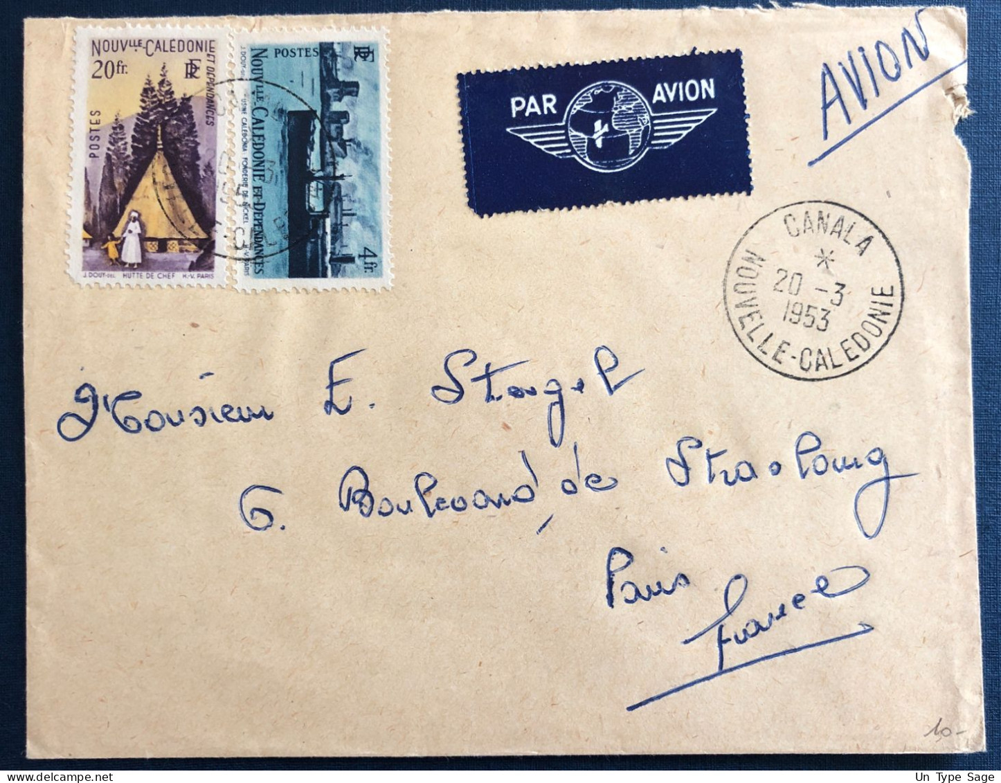 Nouvelle-Calédonie, Divers Sur Enveloppe TAD CANALA 20.3.1953 - (B3260) - Briefe U. Dokumente