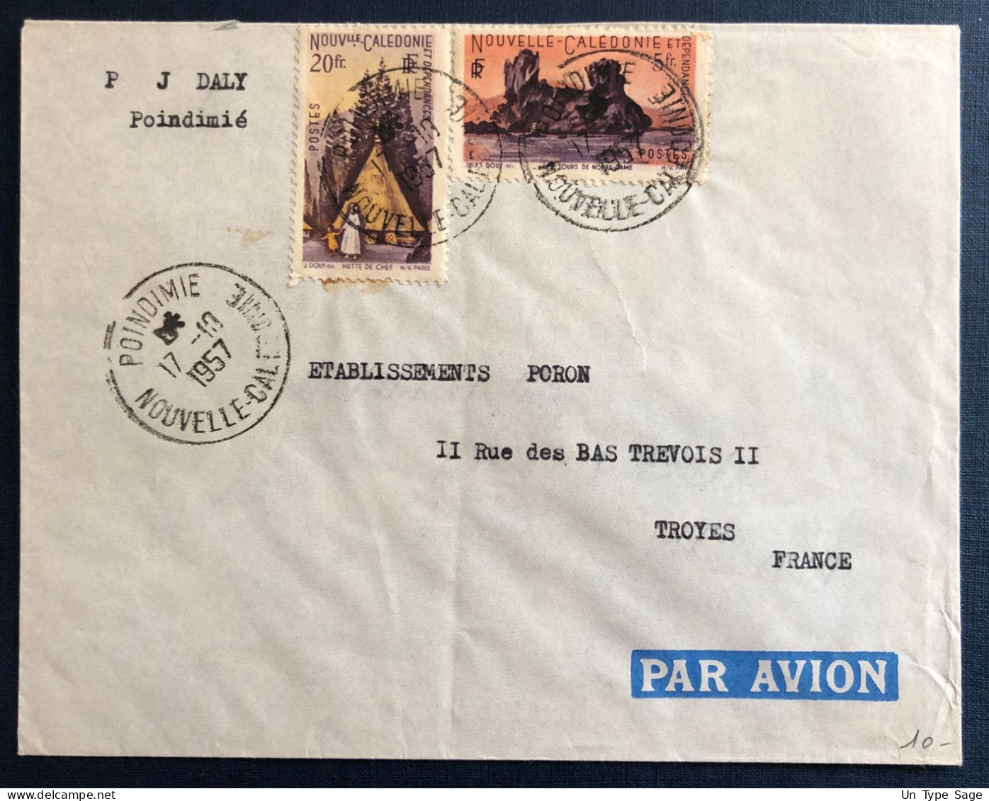 Nouvelle-Calédonie, Divers Sur Enveloppe TAD POINDIMIE 17.10.1957 - (B3264) - Lettres & Documents