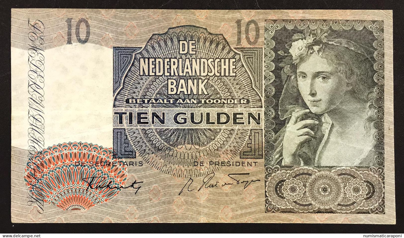 NETHERLANDS OLANDA 1942 10 Gulden Pick#56b  Lotto 4786 - 100  Florín Holandés (gulden)