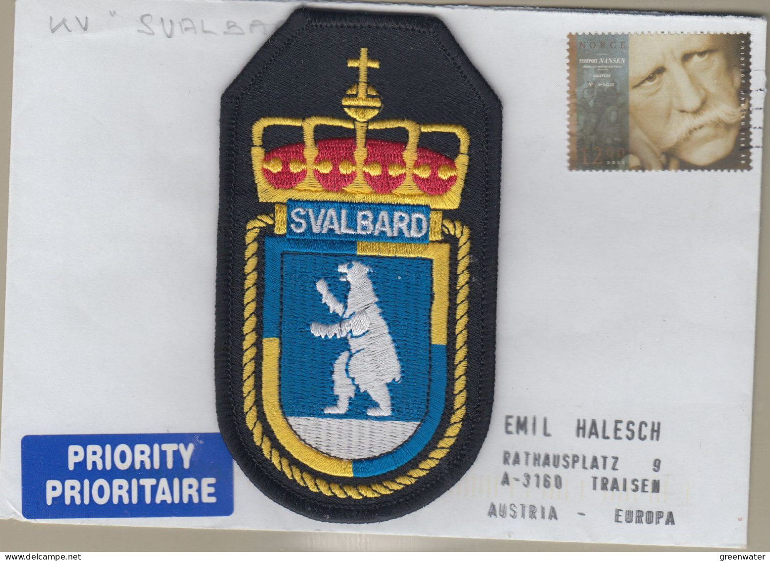 Spitsbergen / Svalbard Coat Of Arms (cotton) Sticked On Cover  (WA251) - Eventos Y Conmemoraciones