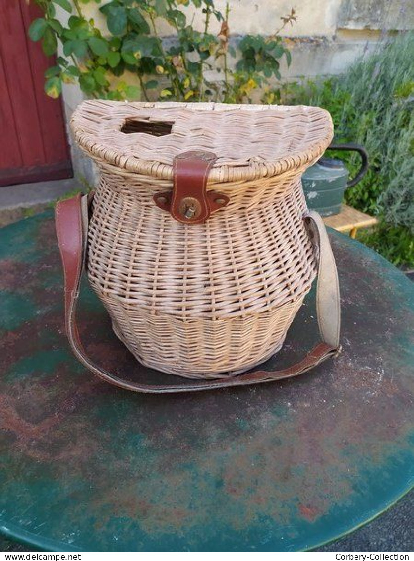 Ancien Panier De Pêche à La Truite Osier Vintage. - Pesca