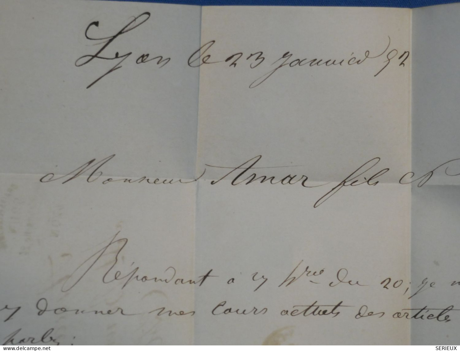 DD10  FRANCE  BELLE LETTRE EN PORT 1852 LYON A ST BONNET     +AFF. INTERESSANT+  + - 1849-1876: Periodo Clásico