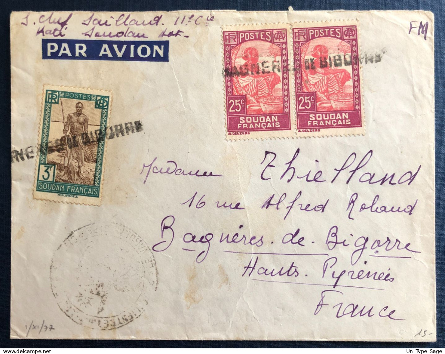 Soudan Français Divers Sur Enveloppe Griffe Bagnères De Bigorre Oblitérante - (B3299) - Cartas & Documentos