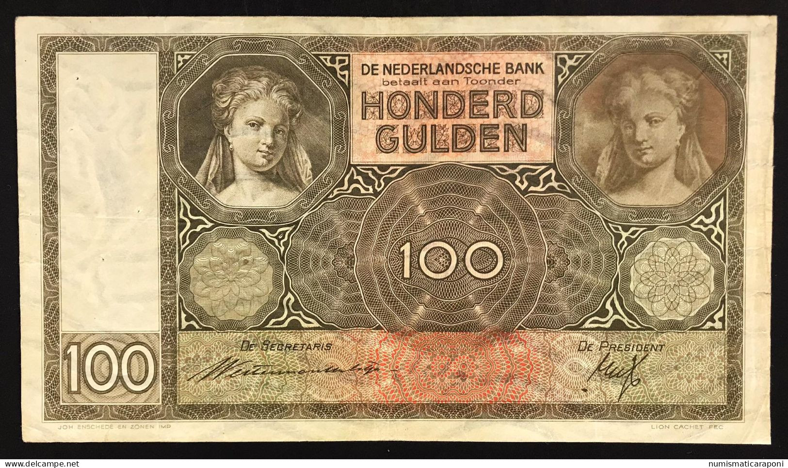 NETHERLANDS OLANDA 1935 100 Gulden Pick#51a  Lotto 4818 - 100  Florín Holandés (gulden)