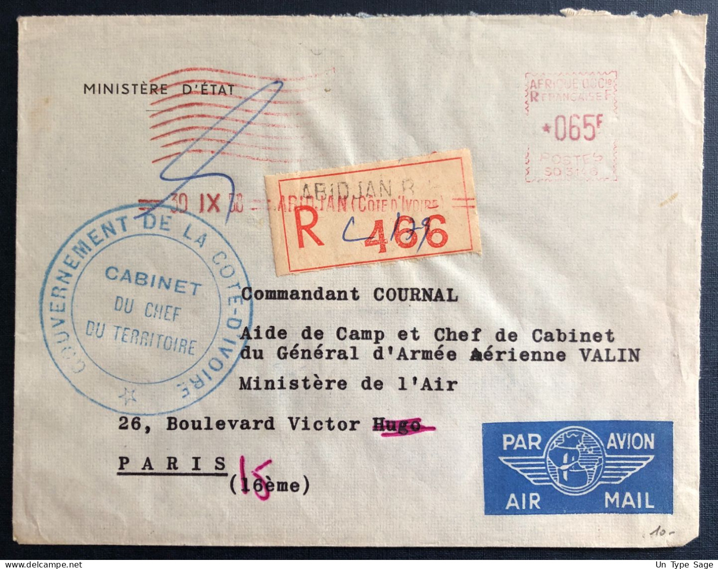 A.O.F, Oblitération Mécanique Abidjan 30.9.1958 Sur Enveloppe Officielle - (B3305) - Lettres & Documents
