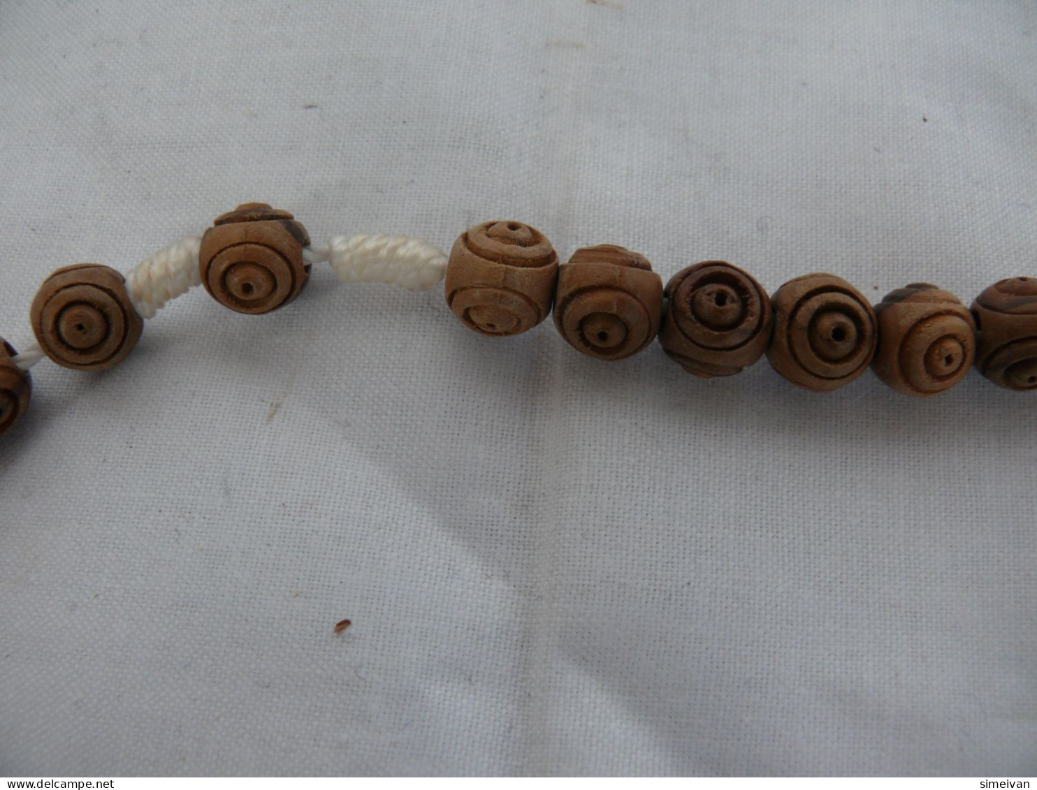 Interesting Prayer Bracelet Necklace Wooden Carved Beads #1860 - Colliers/Chaînes