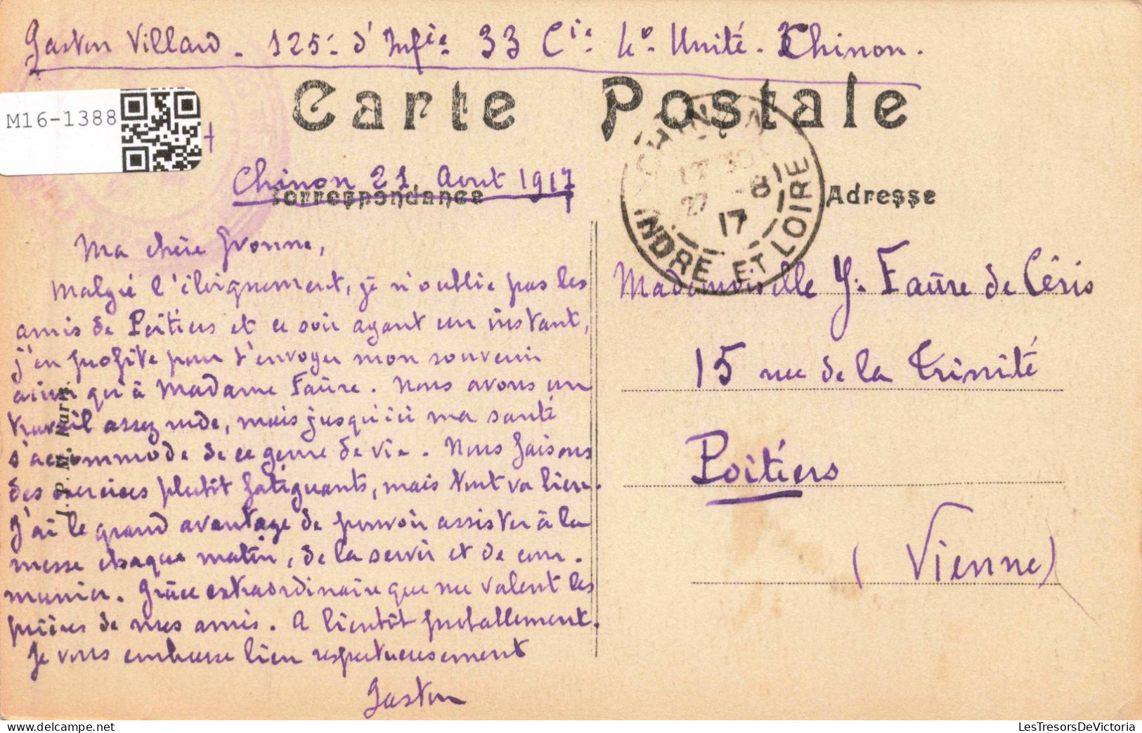 FRANCE - Chinon - Vieille Maison - Rue Voltaire - Carte Postale Ancienne - Chinon