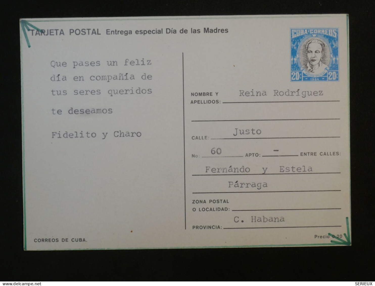 DD11 CUBA  BELLE CARTE ENTIER  1969   DIAS DE MADRES +AFF. PLAISANT+  + - Lettres & Documents