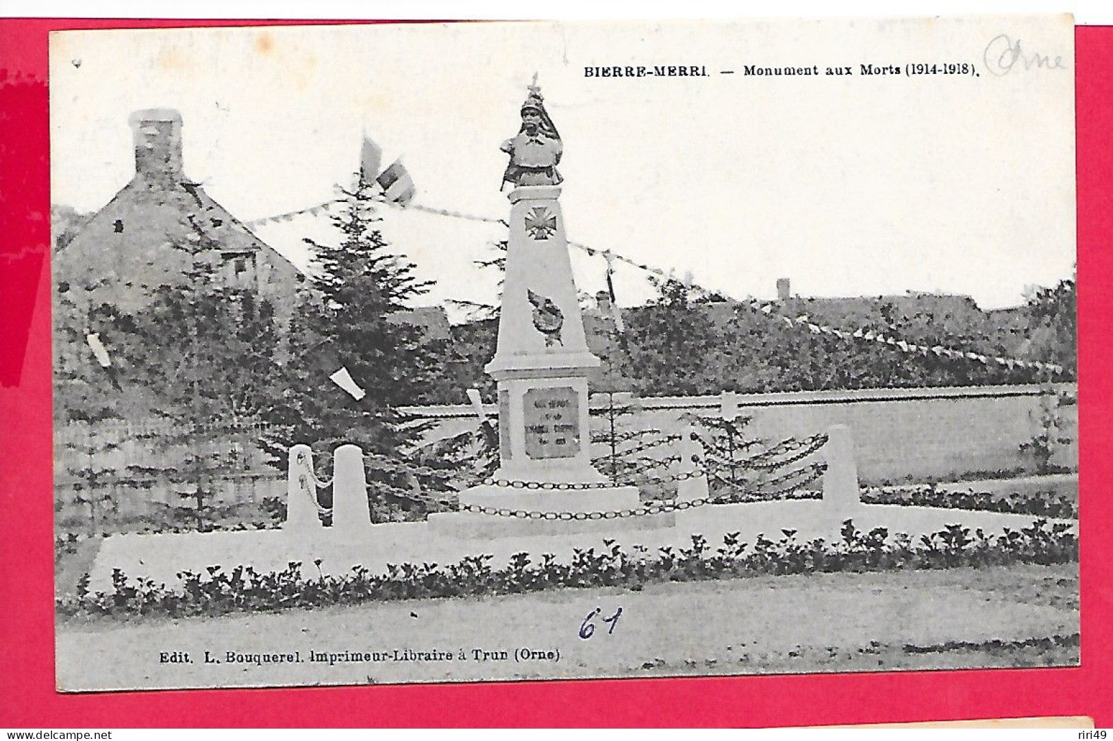 Cpa 61 BIERRE-MERRI  Monument Aux Morts , Scanne A Voir, écriture Au Dos Voyagée - Other & Unclassified