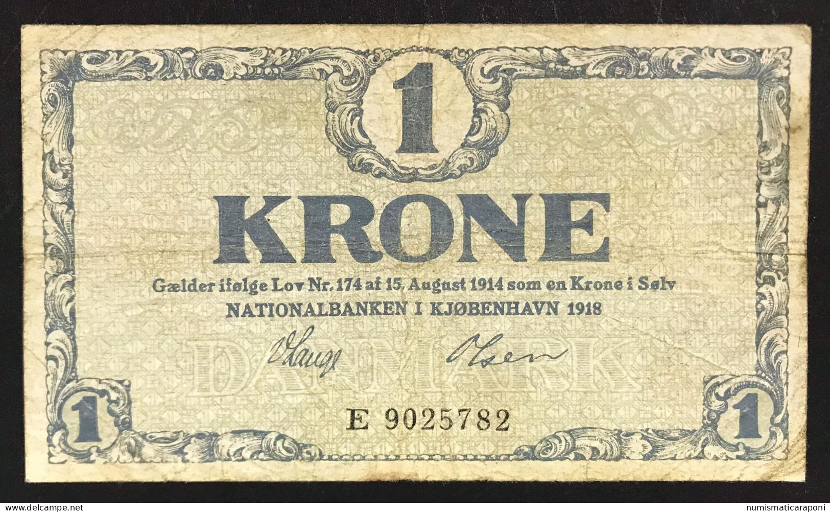 Danimarca Danmarks 1 Krone 1918 Pick#12D LOTTO 4815 - Dinamarca