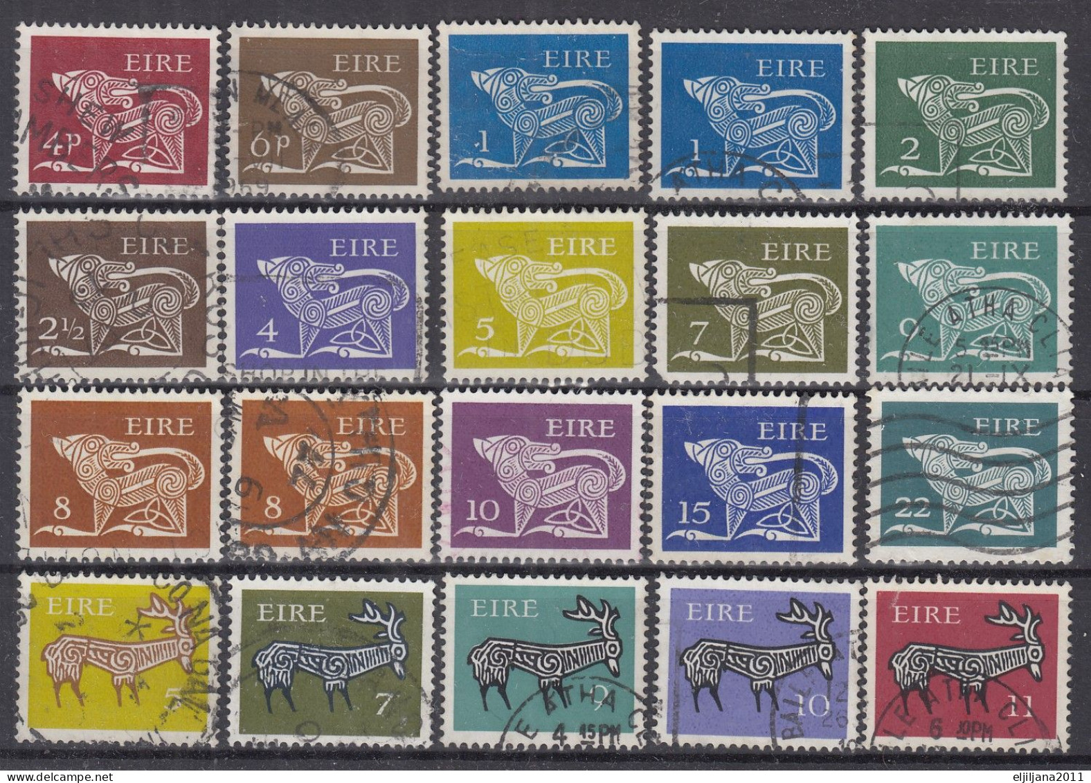 ⁕ IRELAND 1968 - 1981 ÉIRE ⁕ Early Irish Art ⁕ 20v Used - Used Stamps