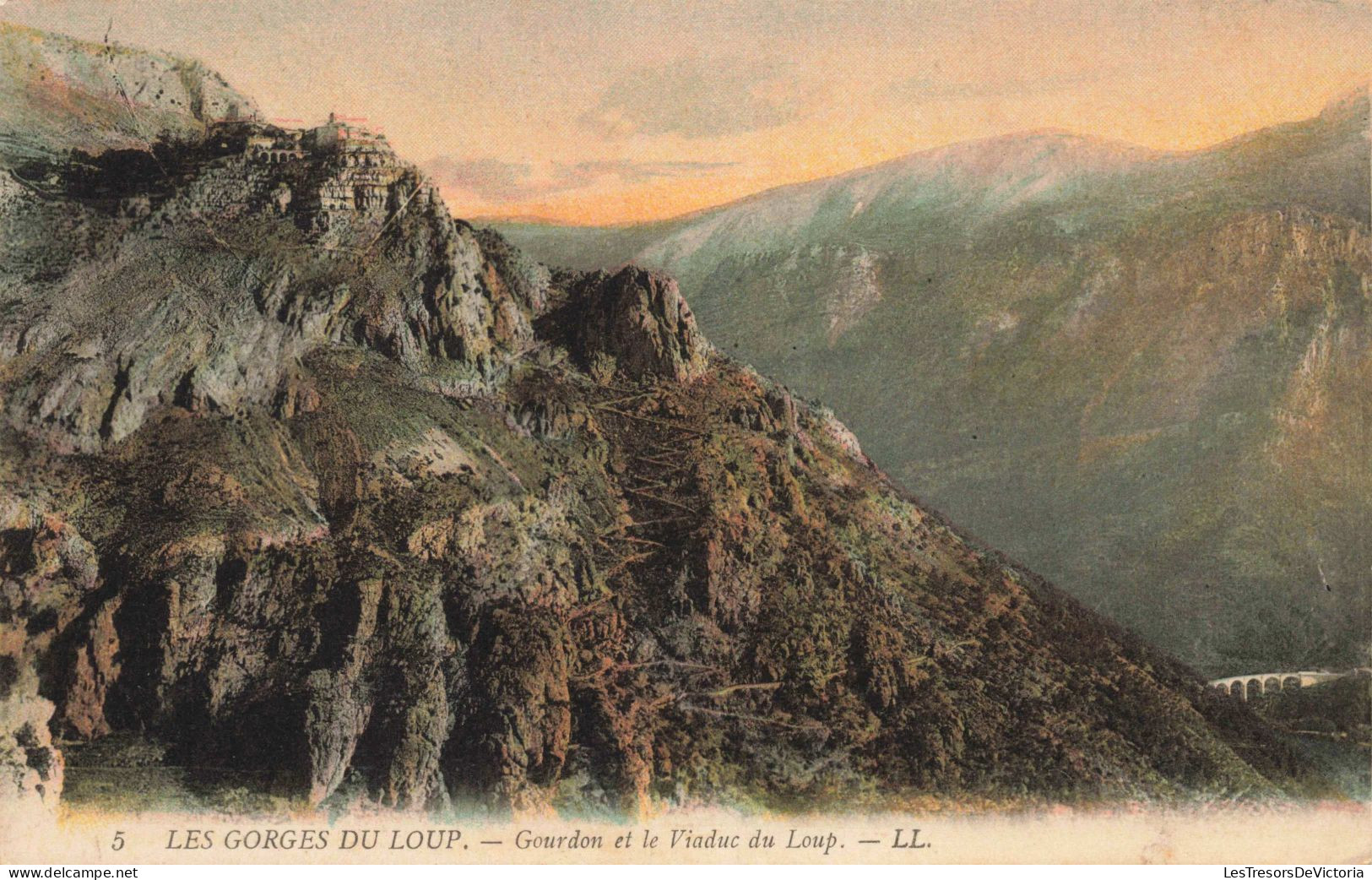 FRANCE - LES GORGES DU LOUP - Gourdon Et Le Viaduc Du Loup - LL - Colorisé - Carte Postale Ancienne - Gourdon