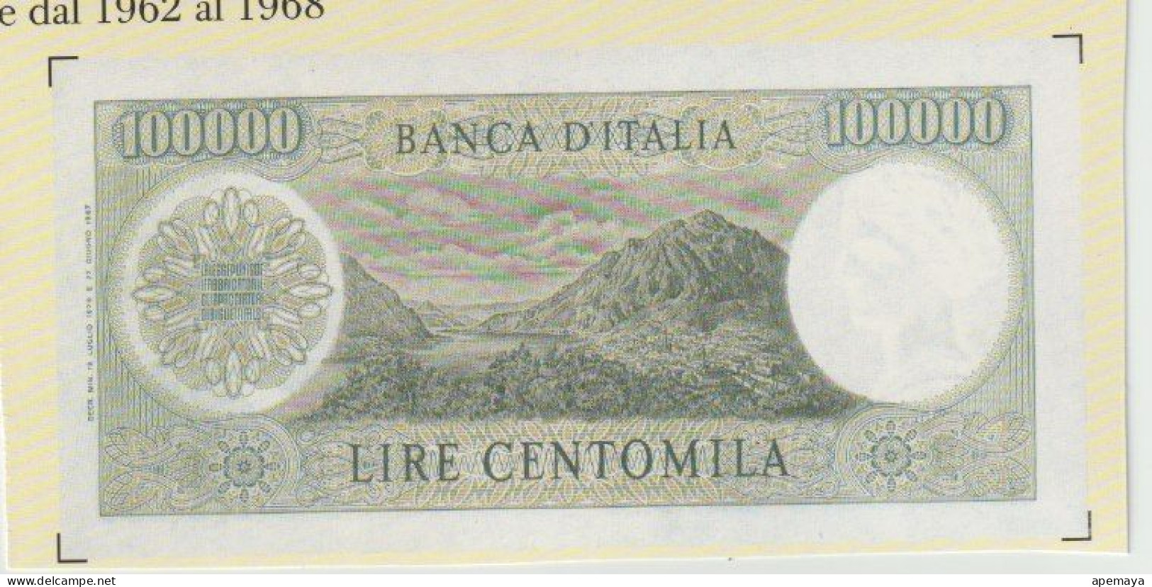 RIPRODUZIONE 100,000 LIRE ALESSANDRO MANZONI. RIPRODUZIONE - [ 8] Fakes & Specimens