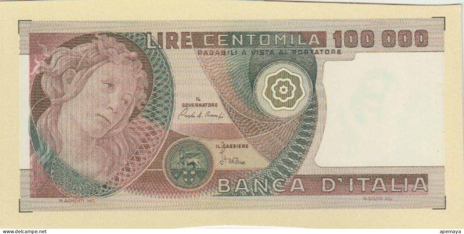 RIPRODUZIONE 100,000 LIRE SANDRO BOTTICELLI. RIPRODUZIONE - [ 8] Fakes & Specimens