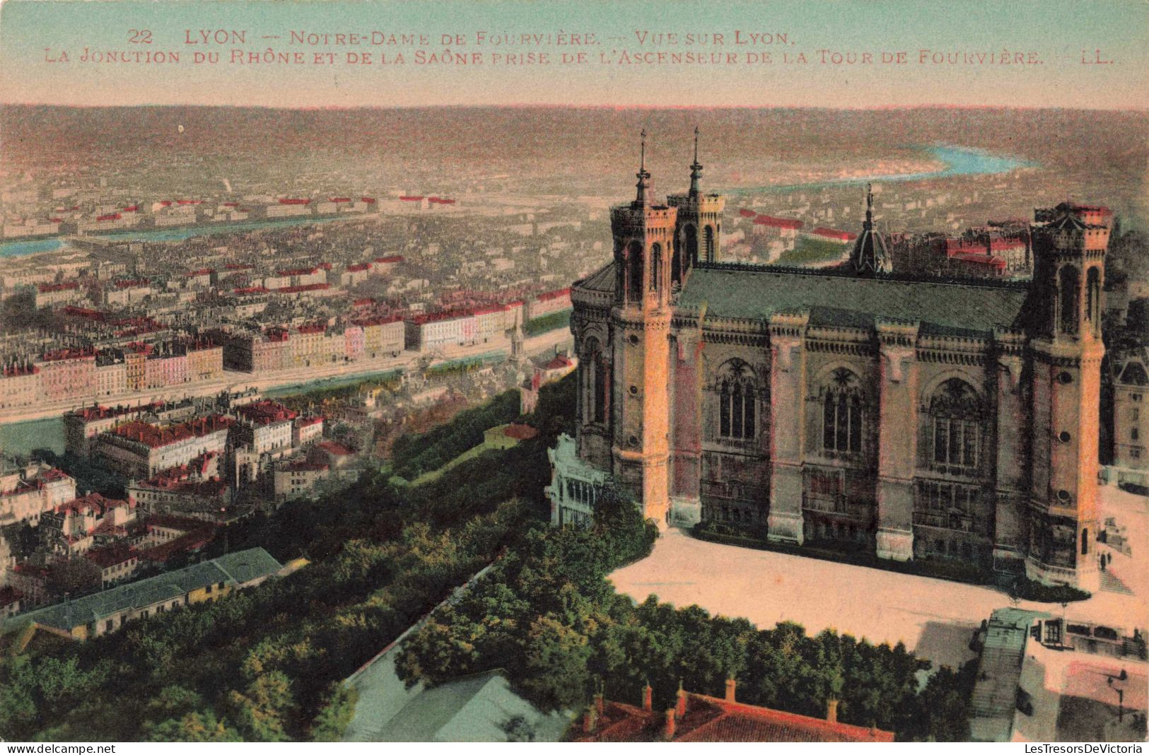 FRANCE - Lyon - Notre Dame De Fourvière - Vue Sur Lyon  - Colorisé - Carte Postale Ancienne - Lyon 5